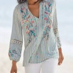 Johnny Was Workshop Blouse Lais Paris Effortless Size XS